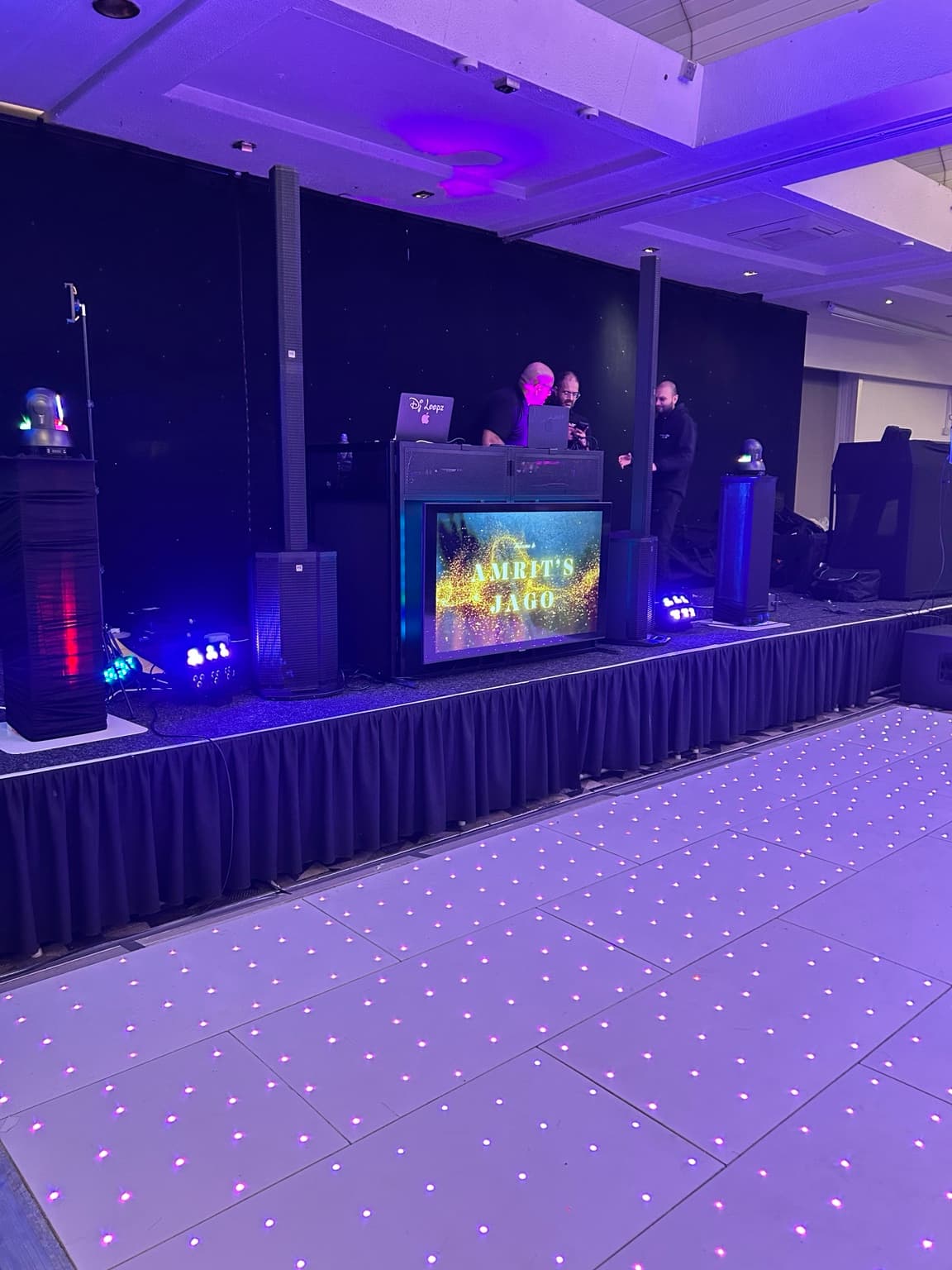 Wedding DJ setup with professional sound system